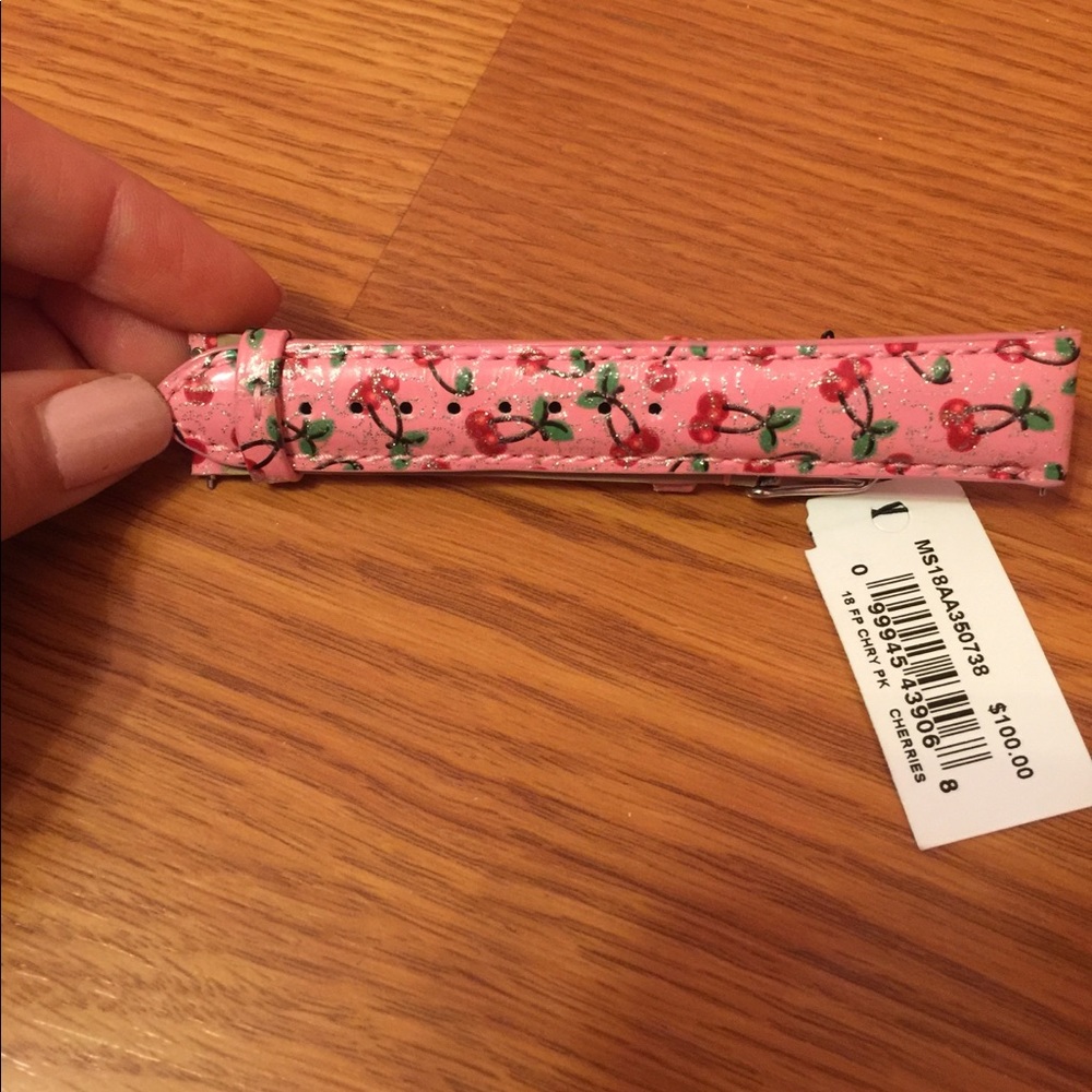 NWT Michele cherries on pink watch band 🍒